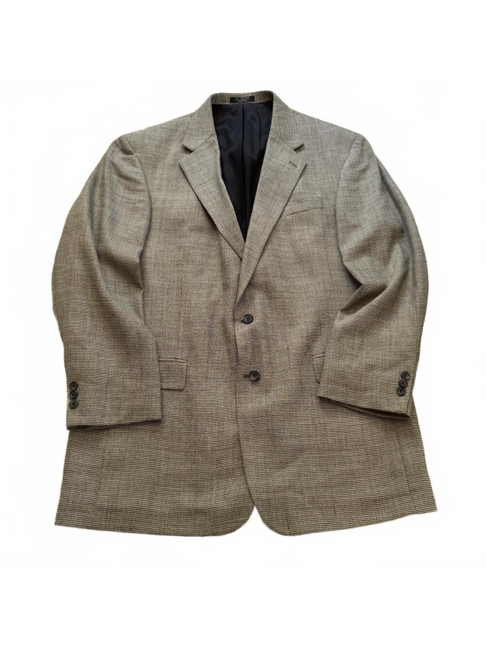 Baracuta Houndstooth Blazer Jacket Mens 46L Tan Wool Blend Tweed Professorcore